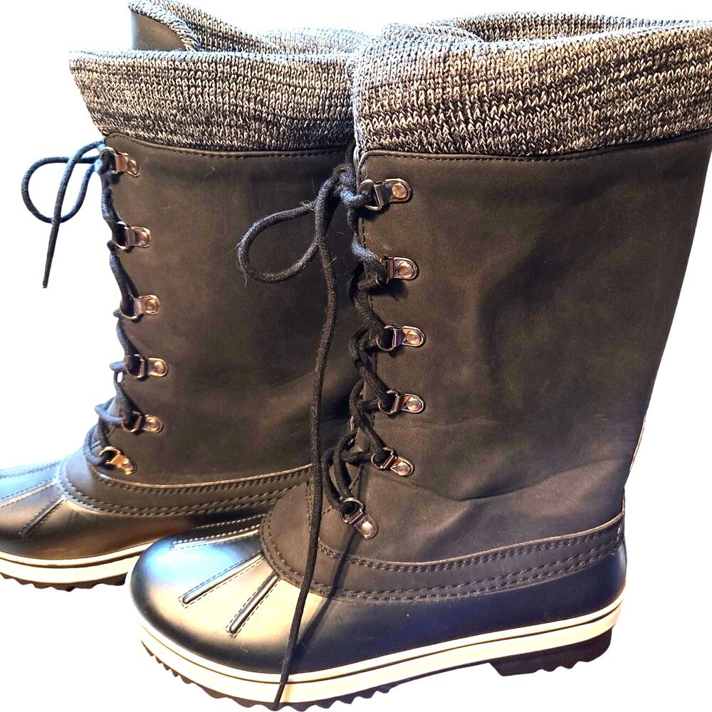 Forever 8 Black Men's Insulated Water Resistant Lace Up Boots Shoes Snow Rain